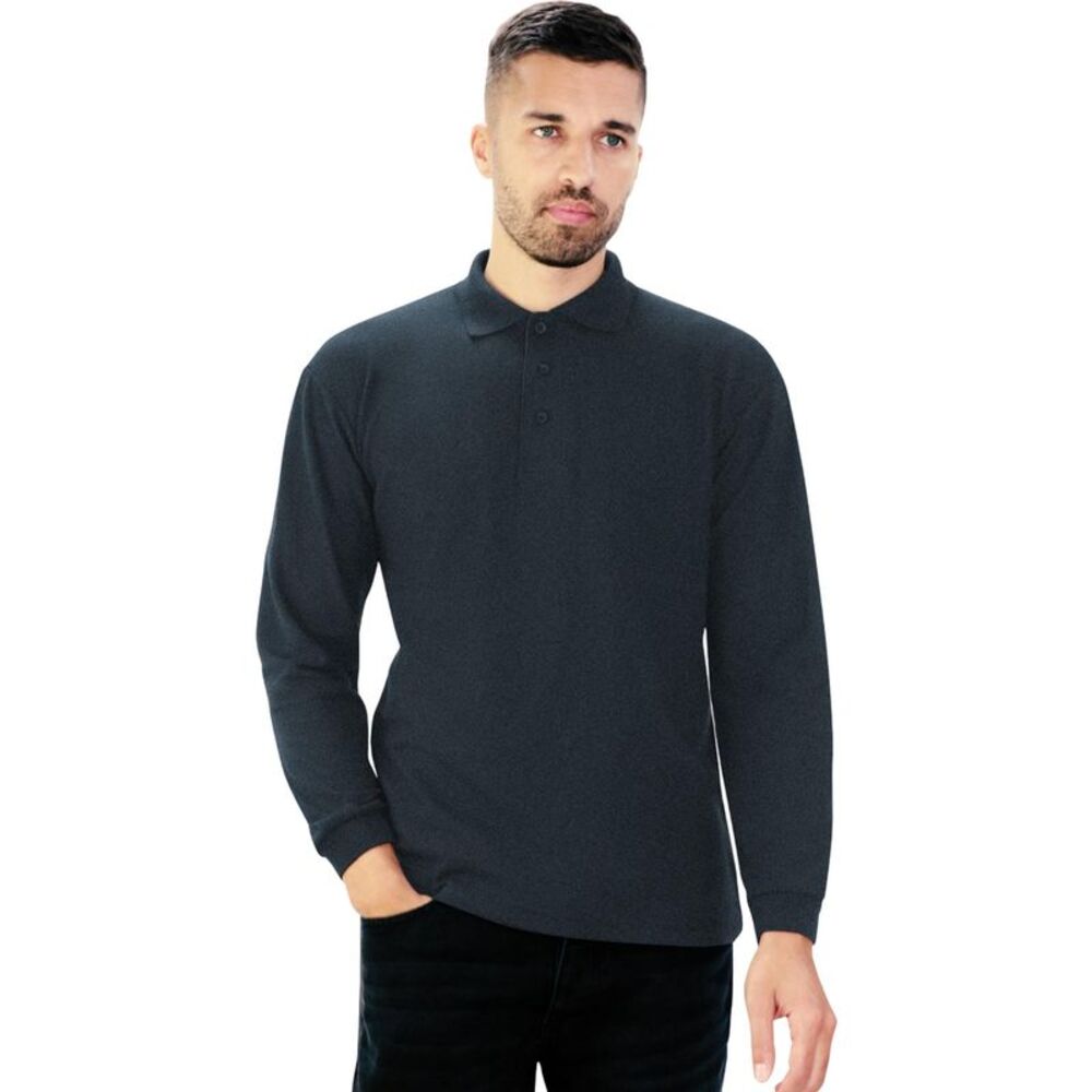 Casual Classic Mens Long Sleeve Polo / Dark Heather